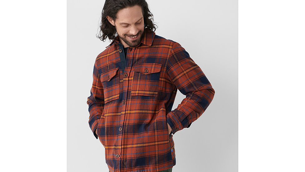 Fjallraven Ovik Lite Padded Shirt - Mens, Autumn Leaf-Dark Navy, Medium, F87069-215-555-M