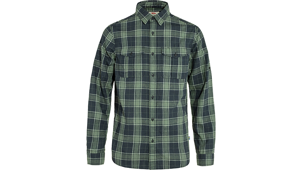 Fjallraven Ovik Travel Long Sleeve Shirt - Mens, Dark Navy/Patina Green, Large, F87208-555-614-L