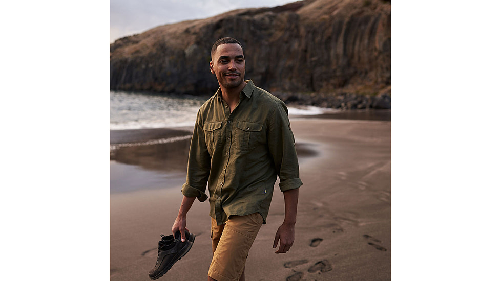 Fjallraven Ovik Travel Long Sleeve Shirt - Mens, Green, Extra Small, F87208-620-XS