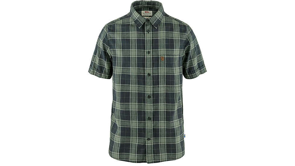 Fjallraven Ovik Travel Short Sleeve Shirt - Mens, Dark Navy/Patina Green, 2XL, F87039-555-614-XXL
