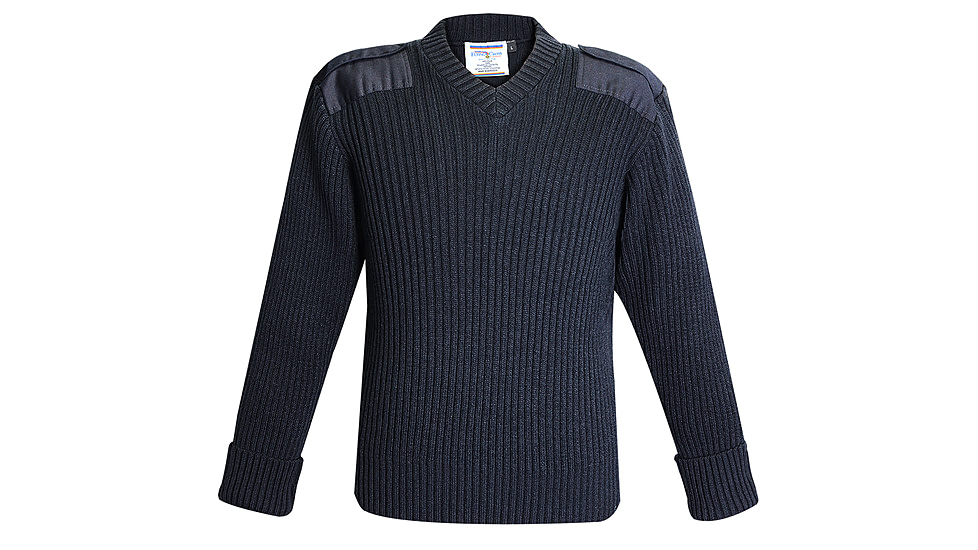 Flying Cross Command Acrylic Wool Rib Knit V-Neck Sweater - Men's, Large, Black, 70010LARGENA
