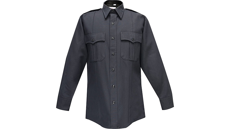 Flying Cross Command Polyester LS Shirt w/ Zipper &amp; Convertible Sport Collar - Men's, LAPD Navy, 16in Neck, 36/37in Sleeve, 35W78Z861603637