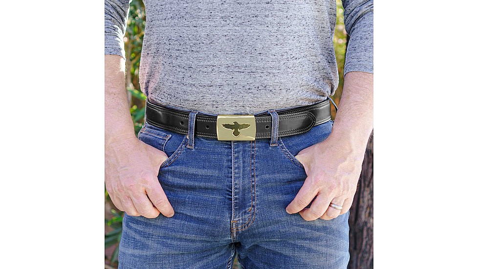 Galco SB32 1 1/2in Gunsite Raven Flat Back Buckle Holster Belt, Black, 32in, SB32-32B