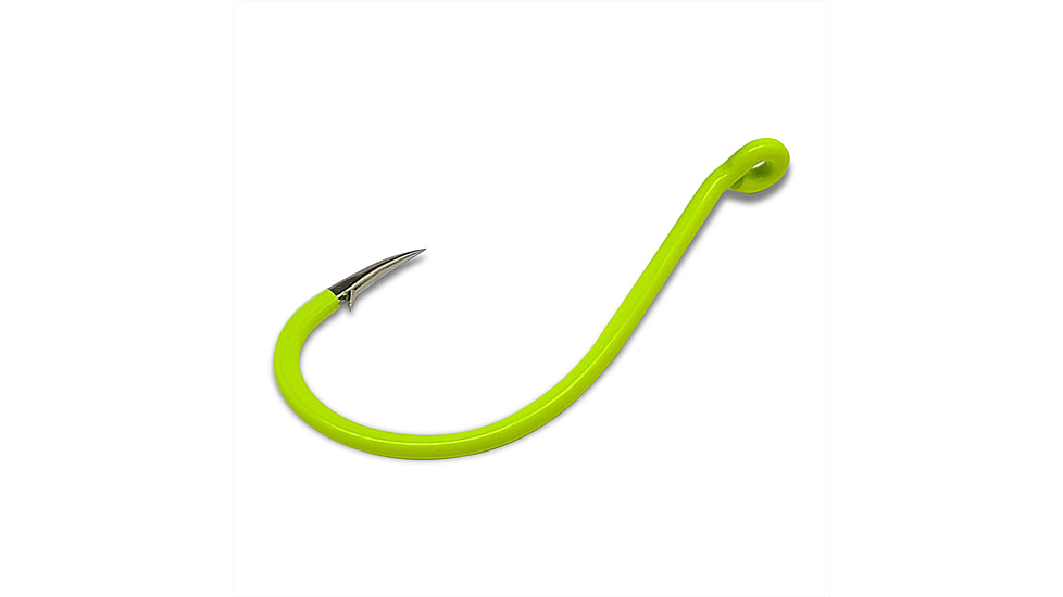 Gamakatsu Octopus Hook, Barbed, Needle Point Ringed Eye, Chartreuse, Size 2/0, 5 per Pack, 02612-C