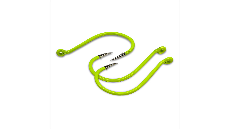 Gamakatsu Octopus Hook, Barbed, Needle Point Ringed Eye, Chartreuse, Size 2/0, 5 per Pack, 02612-C