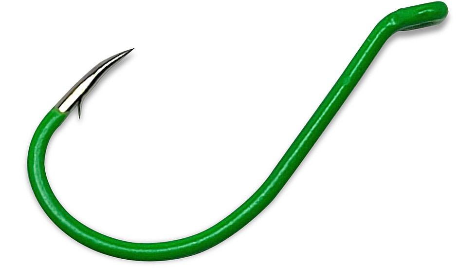 Gamakatsu Octopus Hook, Barbed, Needle Point Ringed Eye, Fluorescent Green, Size 2, 6 per Pack, 02609-LG