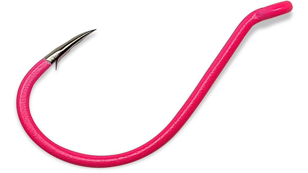 Gamakatsu Octopus Hook, Barbed, Needle Point Ringed Eye, Fluorescent Pink, Size 1/0, 5 per Pack, 02611-P