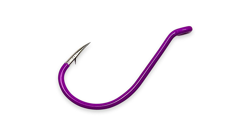 Gamakatsu Octopus Hook, Barbed, Needle Point Ringed Eye, Fluorescent Purple, Size 2, 6 per Pack, 02609-PU