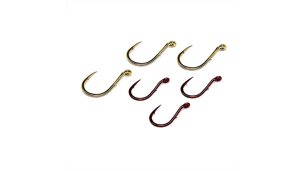 Gamakatsu 0 Single Egg Hook, Needle Point, Sliced Shank Offset, Salmon Egg, Ringed Eye, Gold, Size 8, 10 per Pack, 4206