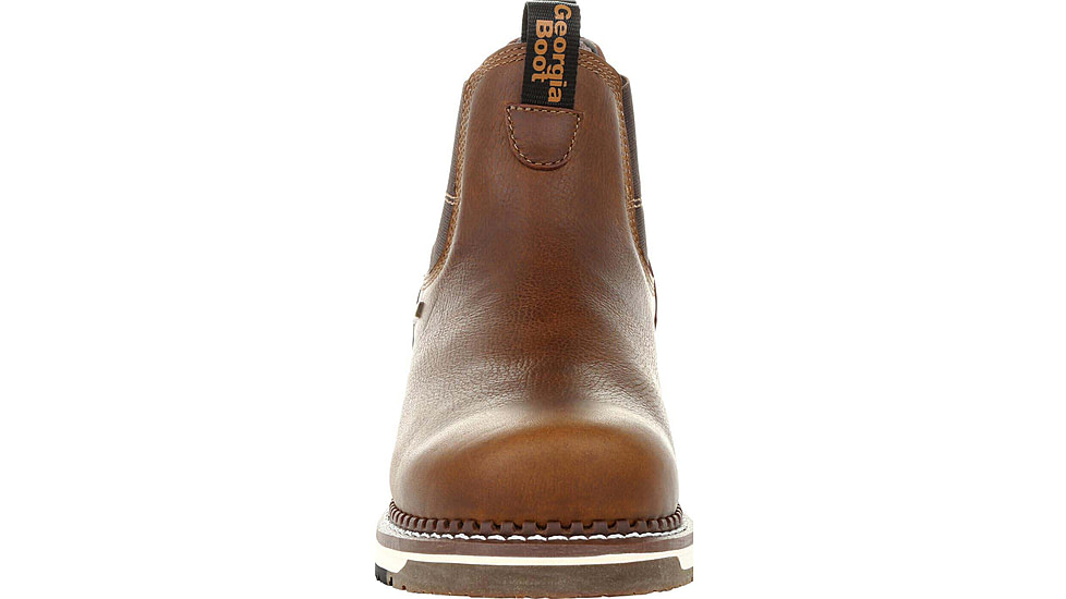 Georgia Boot AMP LT Wedge Steel Toe Waterproof Chelsea Work Boot - Mens, Medium, Brown, 10, GB00353-100M