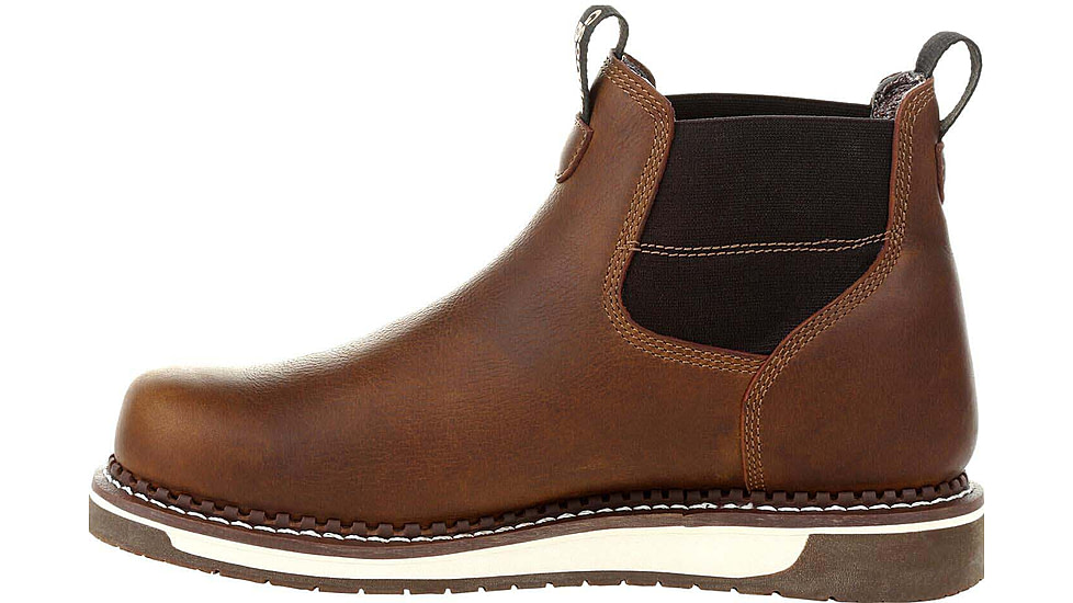 Georgia Boot AMP LT Wedge Steel Toe Waterproof Chelsea Work Boot - Mens, Medium, Brown, 10, GB00353-100M