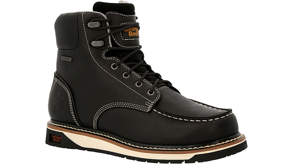 Georgia Boot AMP LT Wedge Waterproof Moc-Toe 6in Work Boot - Mens, Medium, Black, 9.5, GB00475-095M