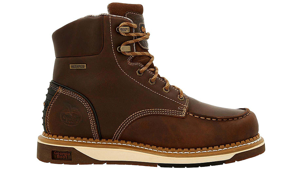 Georgia Boot AMP LT Wedge Waterproof Moc-Toe 6in Work Boot - Mens, Wide, Brown, 8.5, GB00429-085W
