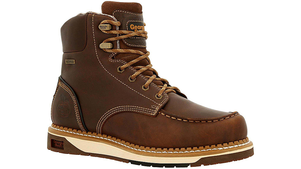 Georgia Boot AMP LT Wedge Waterproof Moc-Toe 6in Work Boot - Mens, Wide, Brown, 8.5, GB00429-085W