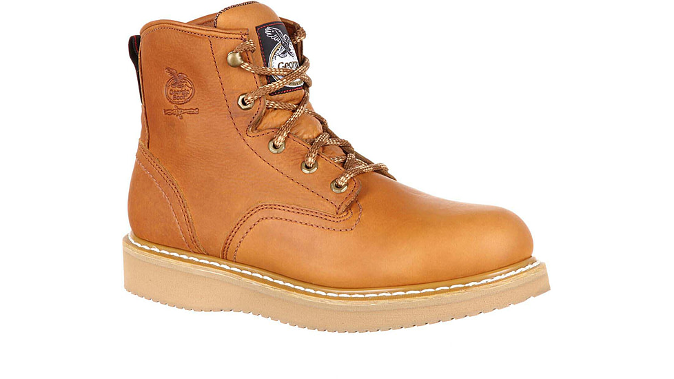 Georgia Boot Wedge 6in Work Boot - Mens, Wide, Baracuda Gold, 13, G6152-130W