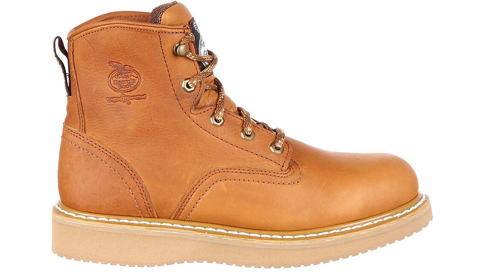 Georgia Boot Wedge Steel Toe 6in Work Boot - Mens, Wide, Baracuda Gold, 10, G6342-100W