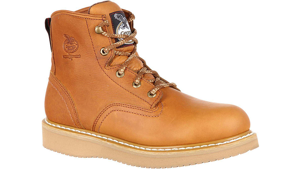 Georgia Boot Wedge Steel Toe 6in Work Boot - Mens, Wide, Baracuda Gold, 10, G6342-100W
