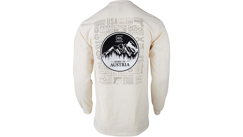 Glock Born In Austria Cotton Long Sleeve Shirt - Mens, Tan, Large, AP96073