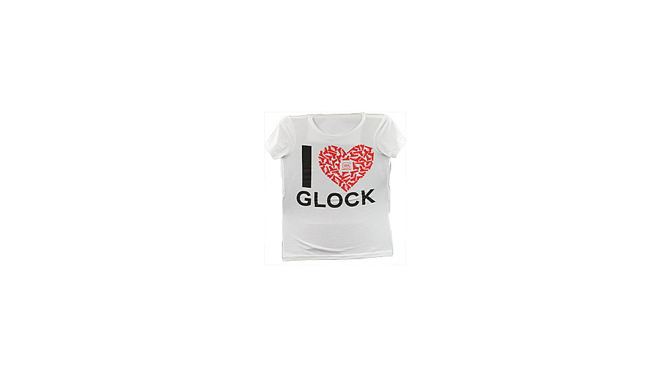 Glock Women Short Sleeve &quot;I Love Glocks&quot; Shirt, White, Small, GLAP95137