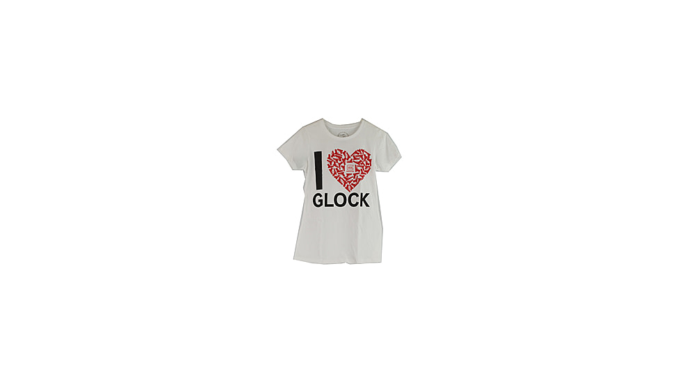 Glock Women Short Sleeve &quot;I Love Glocks&quot; Shirt, White, Medium, GLAP95138
