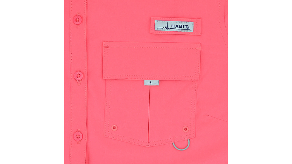 Habit Trapper Junction River Short Sleeve Shirt - Womens, Calypso Coral, Medium, TS10034-2B7-WM