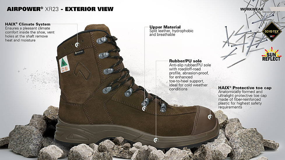 HAIX Airpower XR23 Boot, 12.5US, Medium, Brown, 12.5, 607903M-12.5