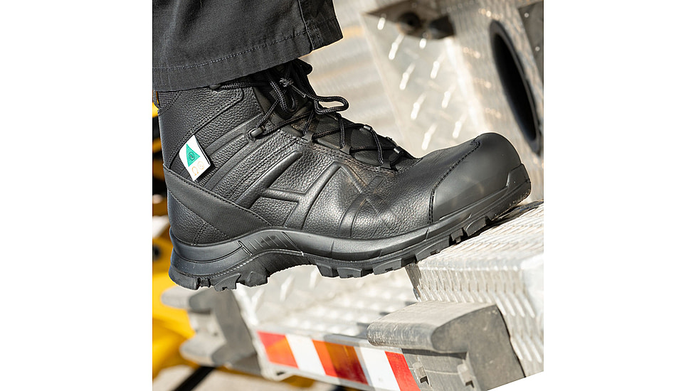 HAIX Black Eagle Safety 55 Mid, Side-Zip, Mens Boots, Black, 7 Extra Wide, 620012XW-7