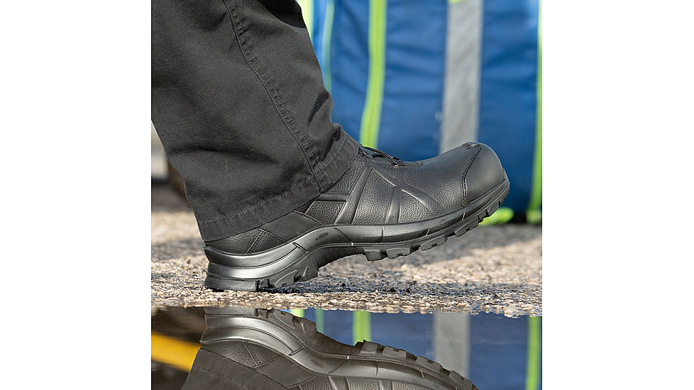 HAIX Black Eagle Safety 55 Mid, Side-Zip, Mens Boots, Black, 7 Extra Wide, 620012XW-7