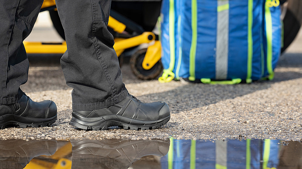 HAIX Black Eagle Safety 55 Mid, Side-Zip, Mens Boots, Black, 7 Extra Wide, 620012XW-7