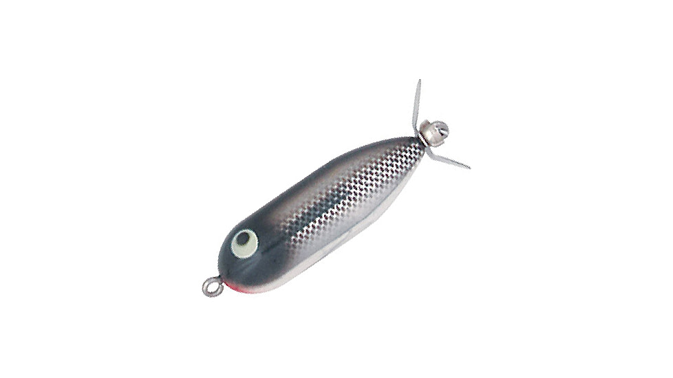 Heddon Baby Torpedo Topwater Prop Bait, 2 1/2in, 3/8 oz, Black Shiner, X0361NBL