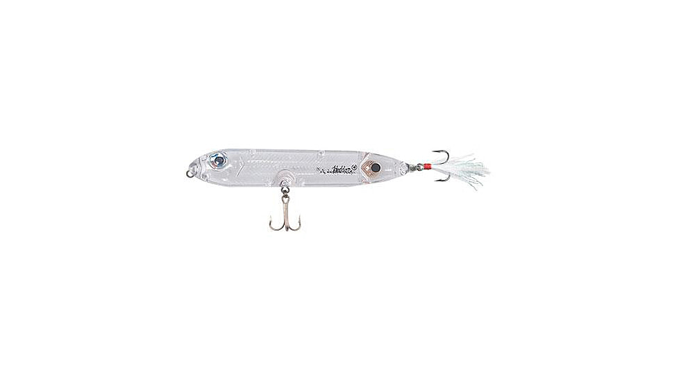 Heddon Feather Super Spook Jr Topwater Walking Bait, 3.5in, 1/2 oz, Clear, X9236F03