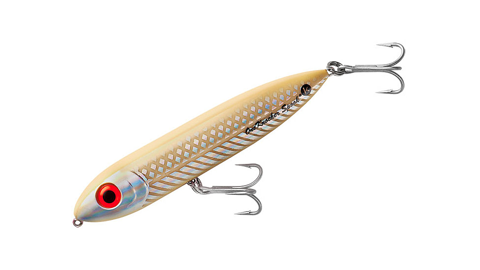 Heddon One Knocker Spook Topwater Bait, 4.5in, 3/4 oz, Bone/Silver, XK9253BONSL