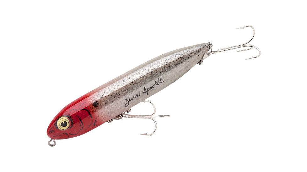 Heddon Zara Spook Topwater Walking Bait, 4-1/2in, 3/4 oz, G-Finish Pearl/Red Head, X9255G28