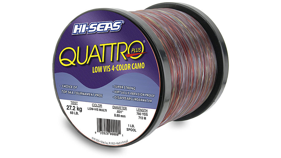 Hi-Seas Hi-Seas GSQ-1-80 Quattro Monofilament Line 80lb, 4-Color Camo 600yd, GSQ-1-80