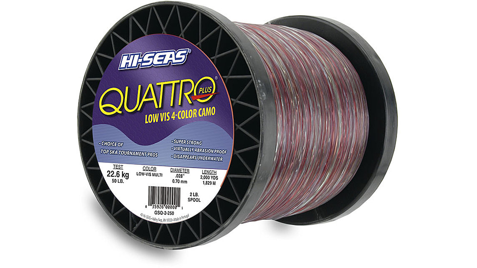 Hi-Seas Hi-Seas GSQ-2-20 Quattro Monofilament Line 20lb, 4-Color Camo 5200yd, GSQ-2-20