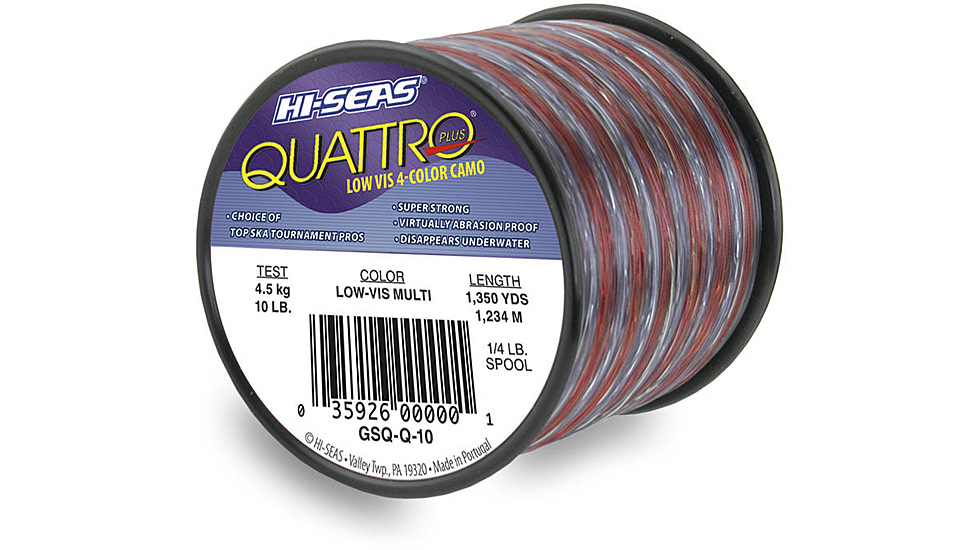Hi-Seas Hi-Seas GSQ-Q-40 Quattro Monofilament Line 40lb, 4-Color Camo 350yd, GSQ-Q-40