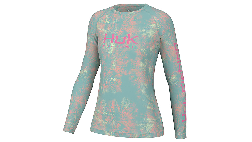 HUK Performance Fishing Aqua Dye Pursuit Crew Shirt - Womens, Marine Blue, XS, H6120173-372-XS