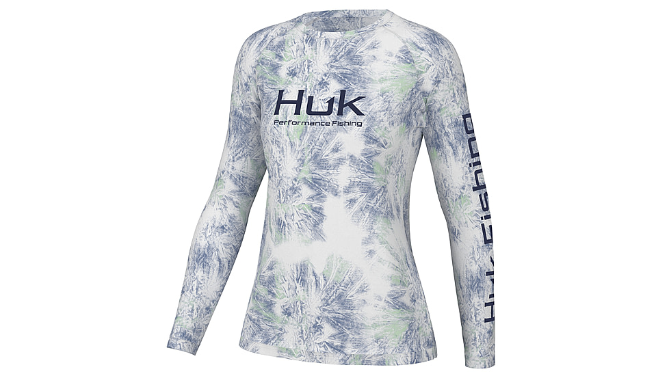 HUK Performance Fishing Aqua Dye Pursuit Crew Shirt - Womens, White, XS, H6120173-100-XS