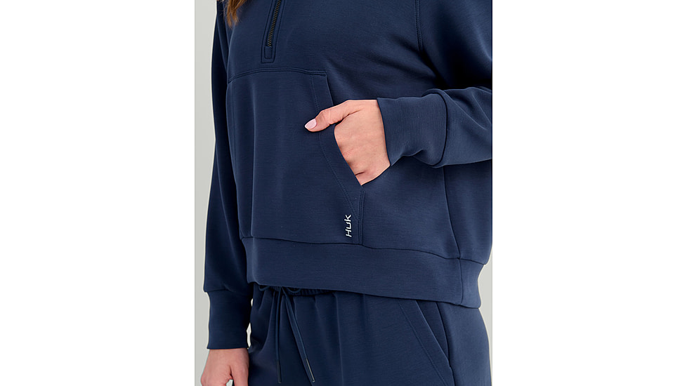 HUK Performance Fishing Bayside 1/2 Zip Hoodie - Womens, Naval Academy, Extra Small, H6130030-413-XS