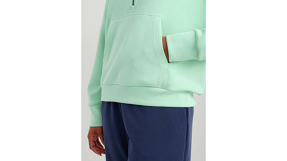 HUK Performance Fishing Bayside 1/2 Zip Hoodie - Womens, Seafoam Mist, Large, H6130030-366-L