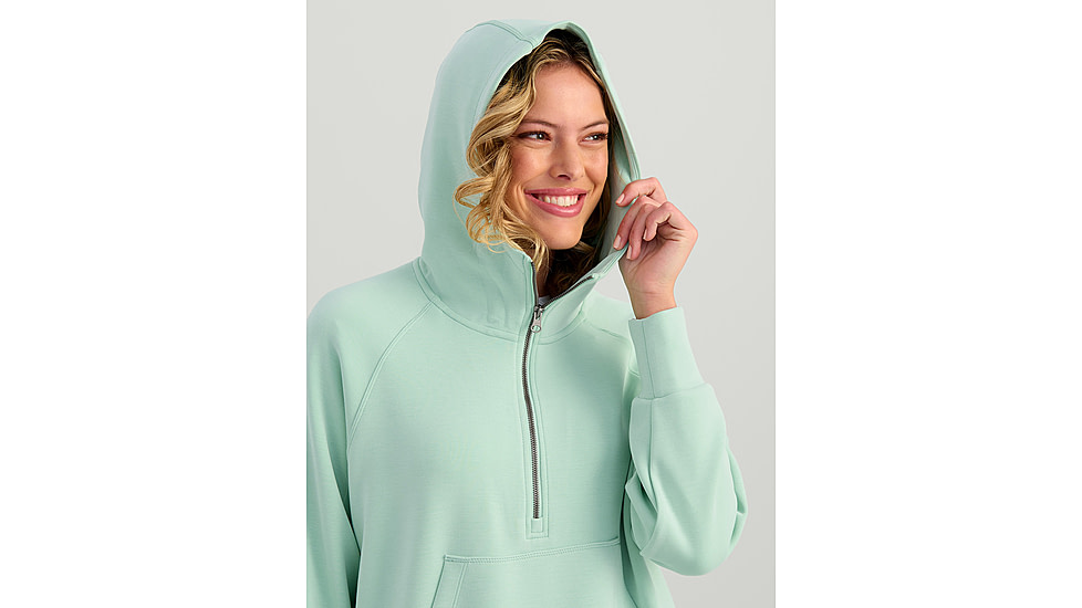 HUK Performance Fishing Bayside 1/2 Zip Hoodie - Womens, Seafoam Mist, Large, H6130030-366-L
