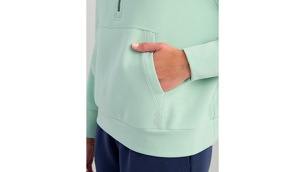 HUK Performance Fishing Bayside 1/2 Zip Hoodie - Womens, Seafoam Mist, Large, H6130030-366-L