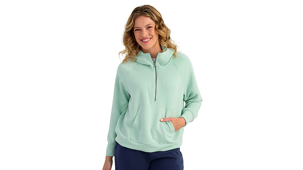HUK Performance Fishing Bayside 1/2 Zip Hoodie - Womens, Seafoam Mist, Large, H6130030-366-L