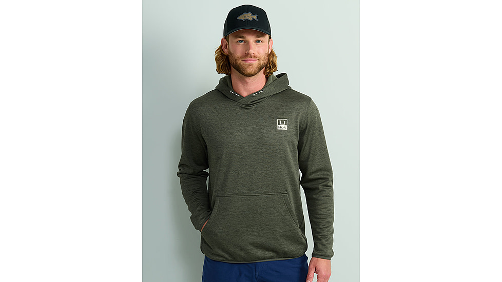HUK Performance Fishing Cold Front Hoodie - Mens, Cyprs Lnd Hthr, Extra Large, H1300093-378-XL