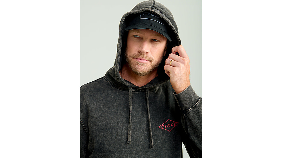 HUK Performance Fishing Cotton Fleece Graphic Hoodie - Mens, Black, 2XL, H1300103-001-XXL