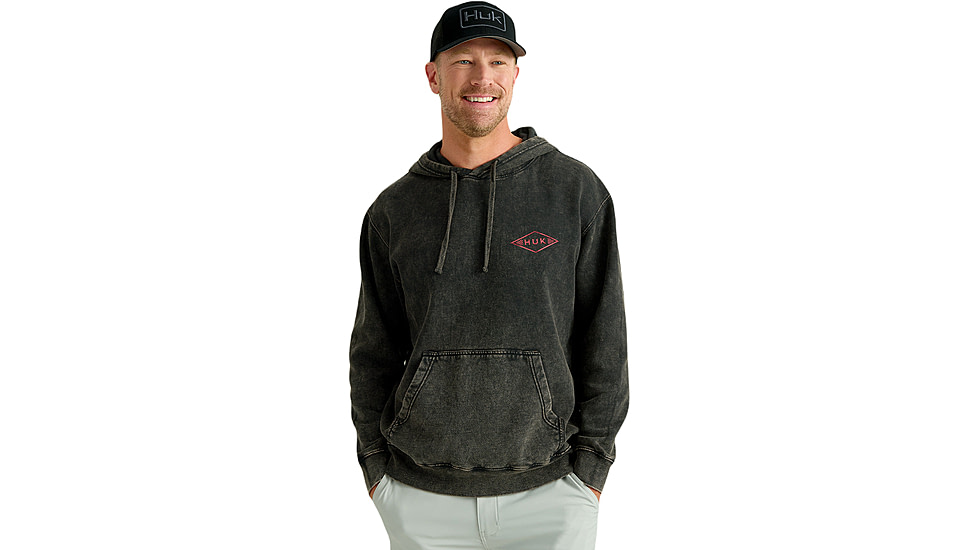 HUK Performance Fishing Cotton Fleece Graphic Hoodie - Mens, Black, 2XL, H1300103-001-XXL