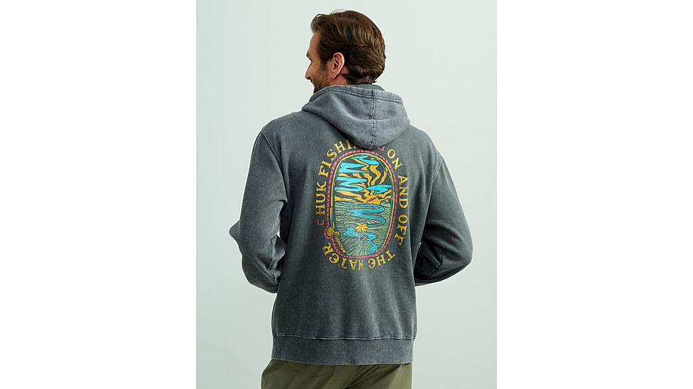 HUK Performance Fishing Cotton Fleece Graphic Hoodie - Mens, Volcanic Ash, Large, H1300103-013-L