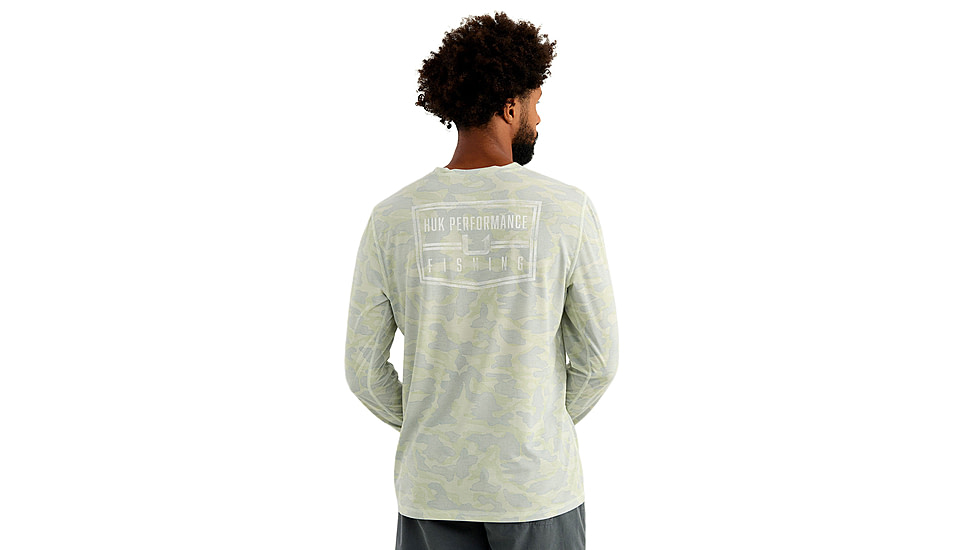 HUK Performance Fishing Drift Printed Long Sleeve Crew - Mens