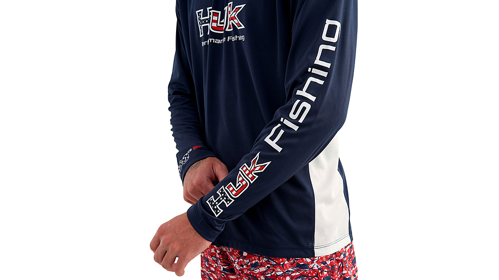 HUK Performance Fishing Pursuit Americana Fill Hoodie - Men's, Naval Academy, Small, H1200754-413-S