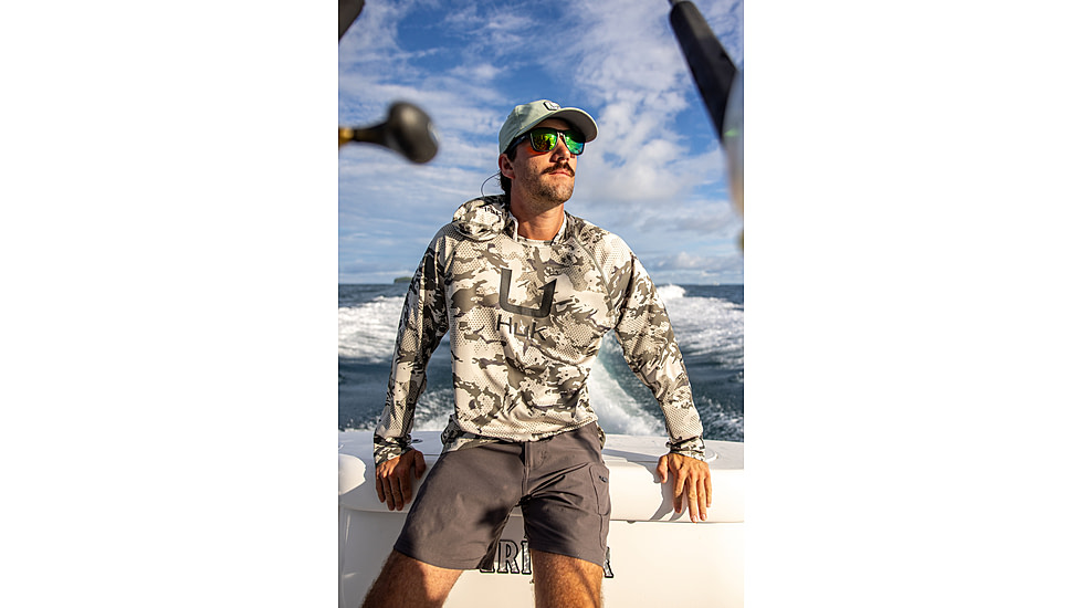 HUK Performance Fishing Icon Kc Printed Hoodie, Moss2, 2XL, H1200585-317-XXL